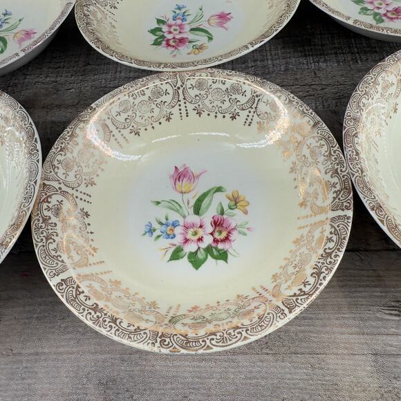 Vintage Eggshell Nautilus Dinner Plate Set Floral E 45 N 5 - Picture 10 of 16
